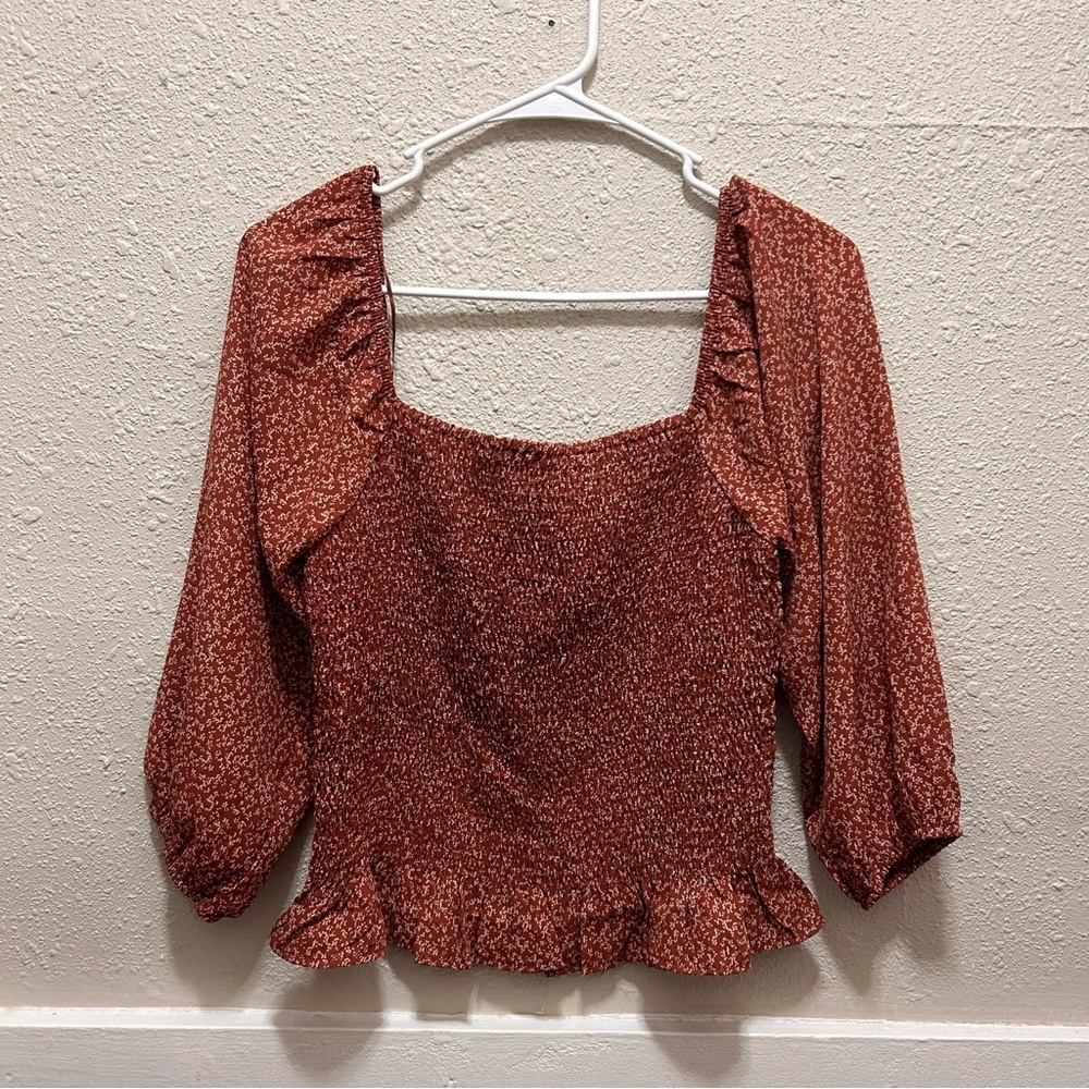 Paper Crane Smocked Neck Top